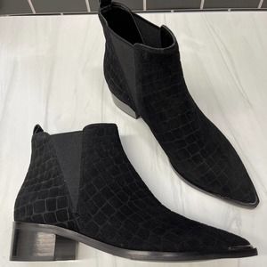 Marc fisher Yale Chelsea Animal Embossed Black Suede Booties